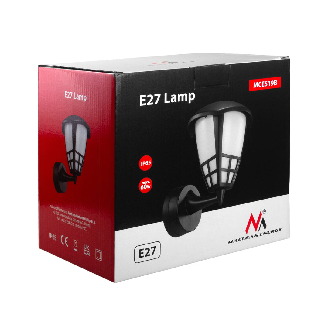 Maclean MCE519 B черен IP65 макс. 60W външен стенен светильник 1xE27