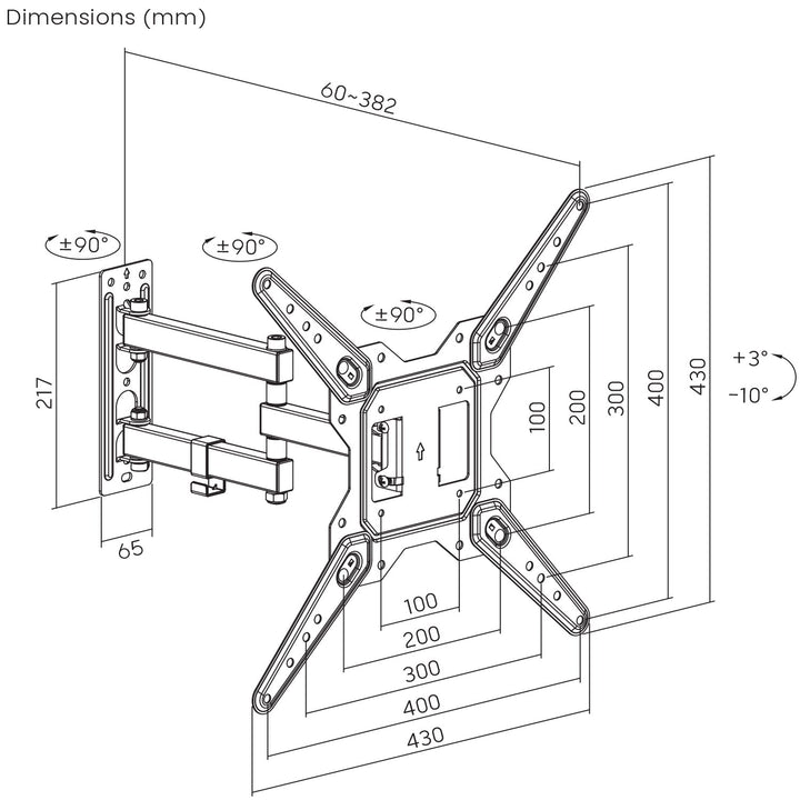 Стойка за телевизор или монитор Maclean, универсална, макс. VESA 400x400, 23–55 инча, 30 кг, черна, MC-701N