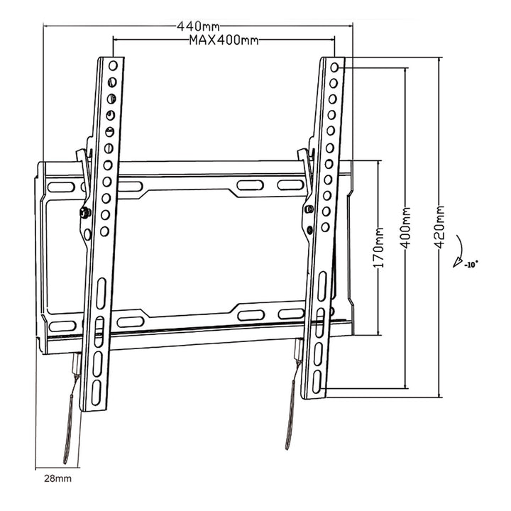 Монтаж за телевизор Maclean, макс. VESA 400x400, 32-70", 45 кг, настройка на наклона +0°~-10°, MC-412