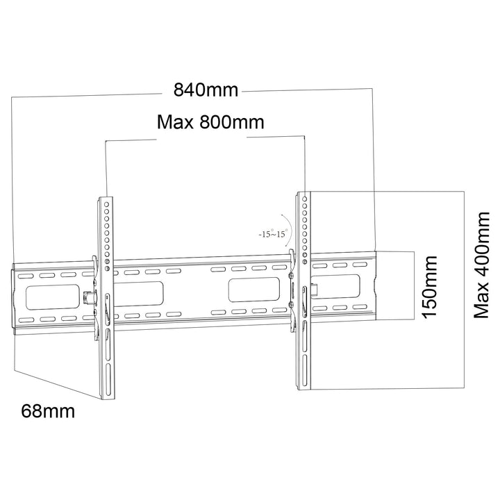Монтажна стойка за телевизор Maclean, макс. VESA 800x400, 43-100", 120 кг, наклон +15°~-15°, MC-422