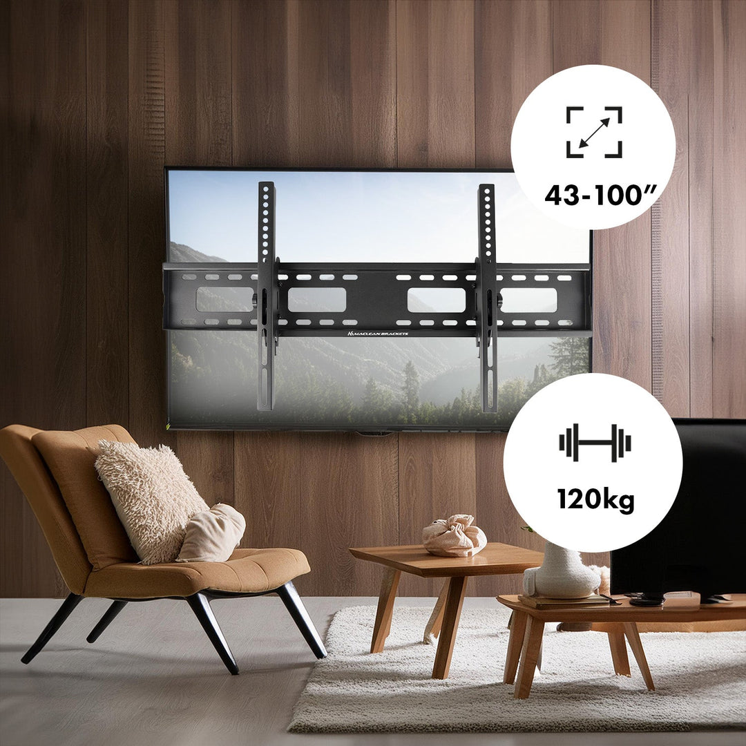 Монтажна стойка за телевизор Maclean, макс. VESA 800x400, 43-100", 120 кг, наклон +15°~-15°, MC-422
