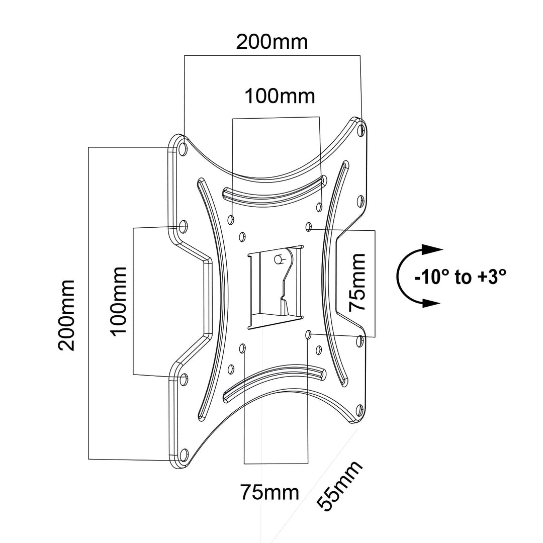 Монтажна стойка за телевизор или монитор Maclean, макс. VESA 200x200, 23-43", 30 кг, черна, MC-414