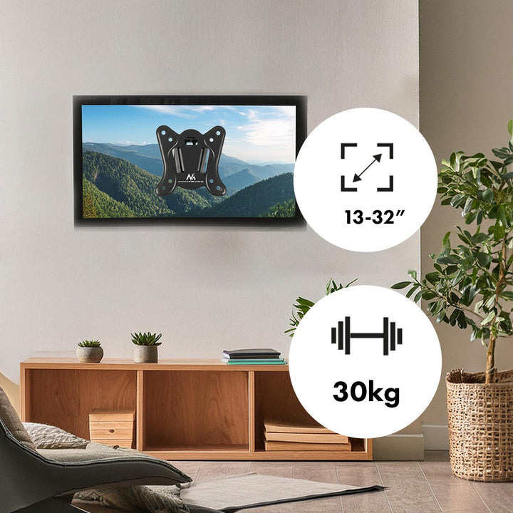 Монтажна стойка за телевизор или монитор Maclean, макс. VESA 100x100, 13-32", 30 кг, черна, MC-415