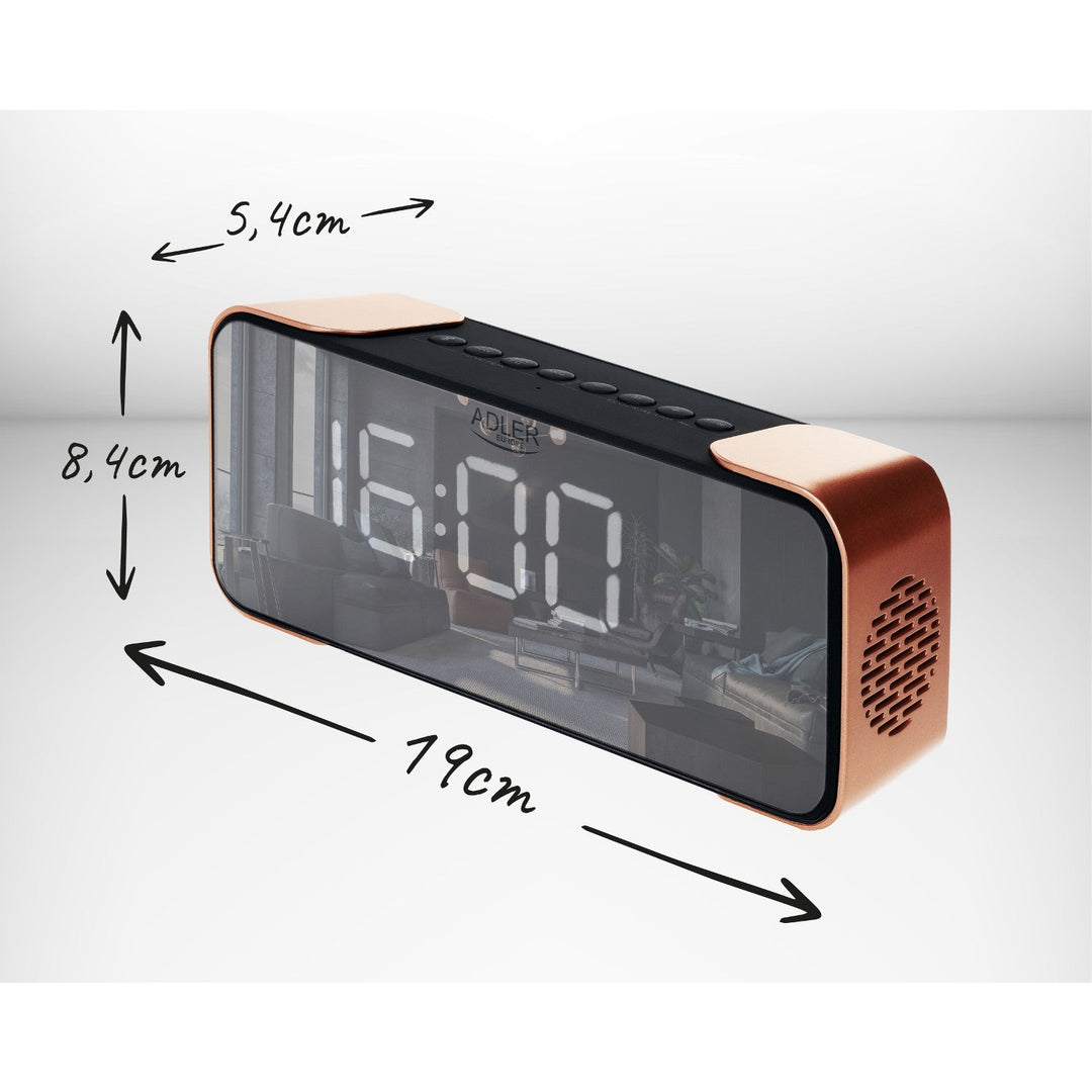 Adler AD 1190 Безжичен радиобудилник от мед с LED дисплей и Bluetooth функция