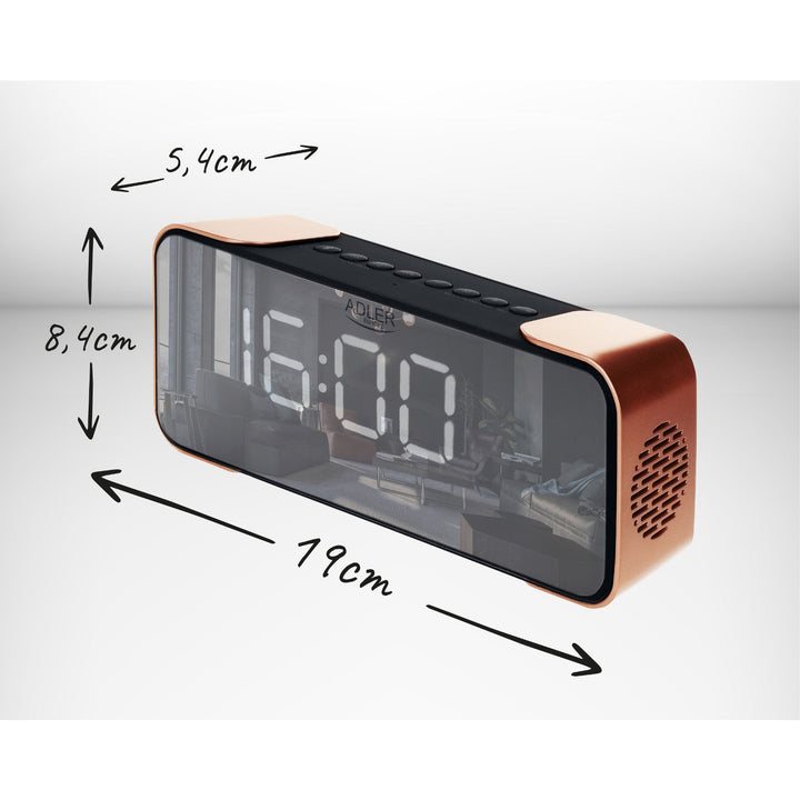 Adler AD 1190 Безжичен радиобудилник от мед с LED дисплей и Bluetooth функция