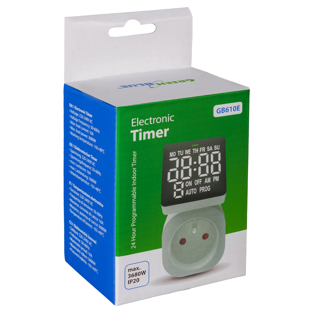 Таймер - GreenBlue цифров таймер, макс. натоварване 16A, IP20, GB610 E