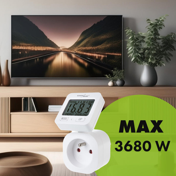 GreenBlue електромер, ватметър, 16A, макс. 3680W, резервно копие на паметта, GB615 F