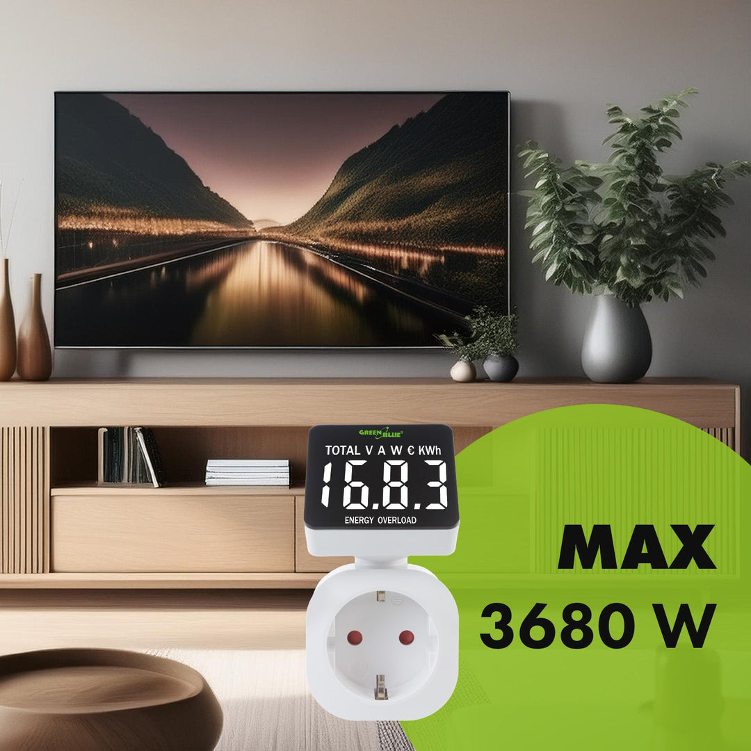 GreenBlue електромер, ватметър, 16A, макс. 3680W, резервно копие на паметта, GB620 E