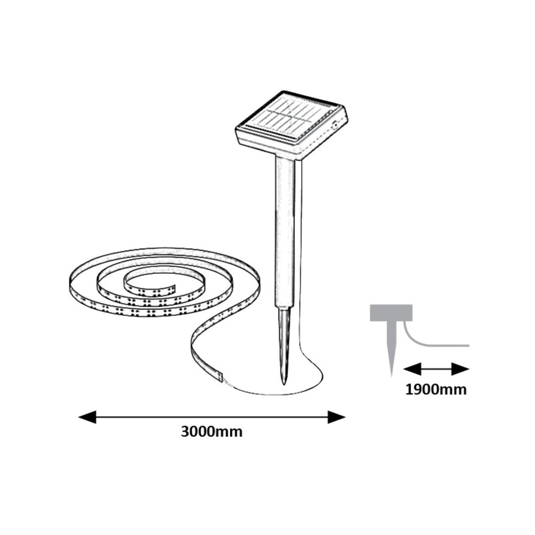 Слънчева лампа Rabalux, външна лента, LED, IP44, 300 cm, Ansoo