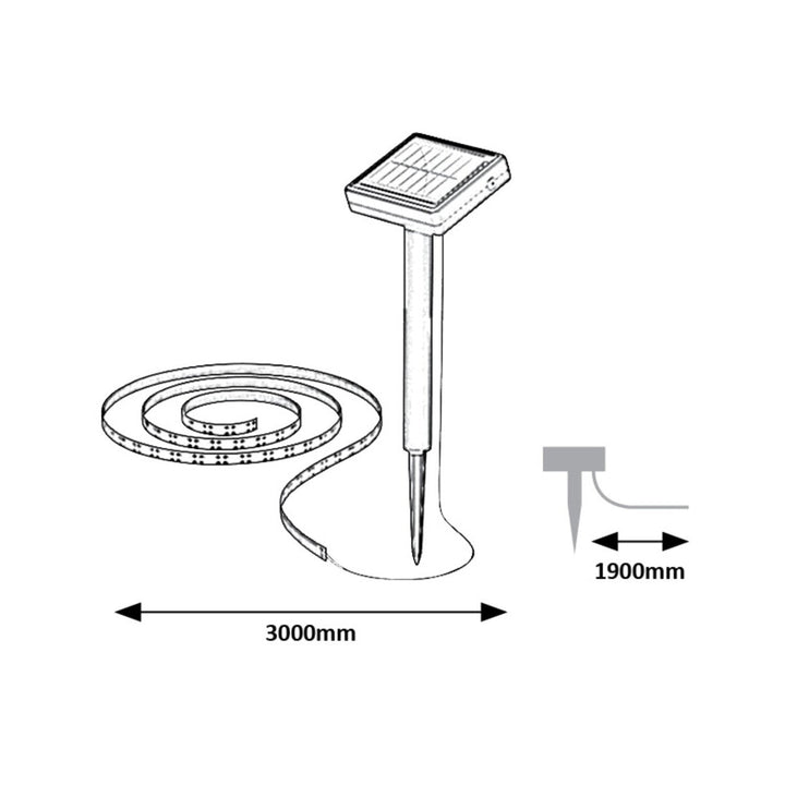 Слънчева лампа Rabalux, външна лента, LED, IP44, 300 cm, Ansoo