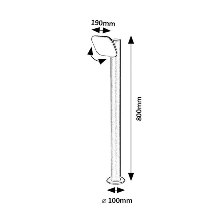 Лампа Rabalux, стояща, за външно осветление, LED 12W, IP44, 80 cm, черна, Odiel