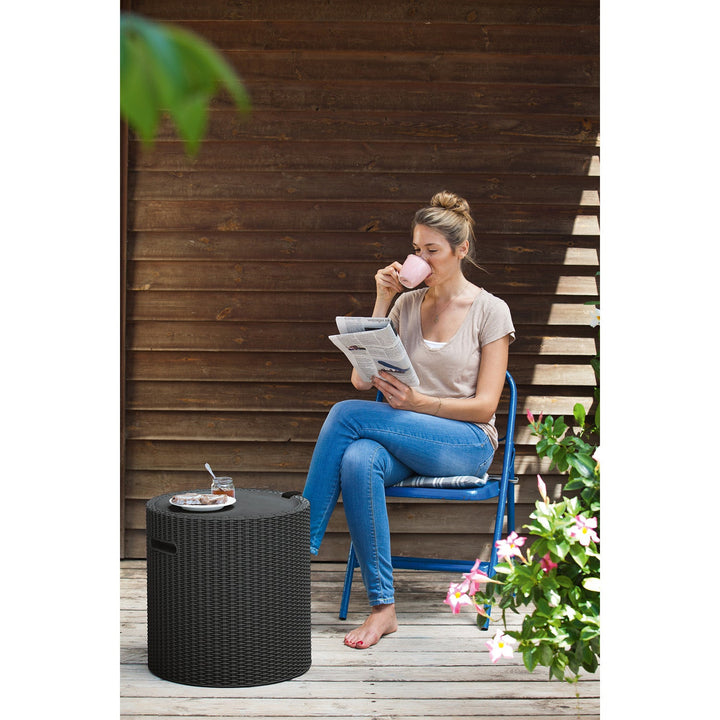 Маса Keter с място за съхранение, седалка, антрацит, Cool Stool