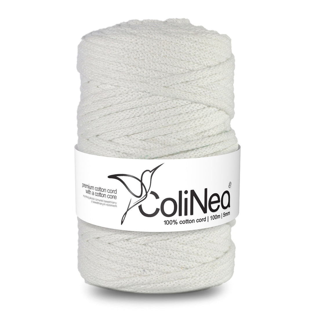 ColiNea, памучен шнур с памучна сърцевина, плетен, 5 мм, 100 м, бял