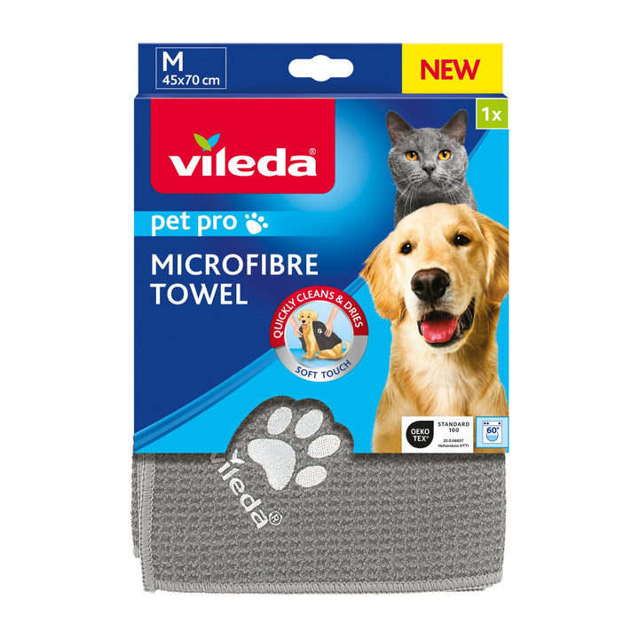 Кърпа за домашни любимци Vileda, микрофибър, размер M, Pet Pro
