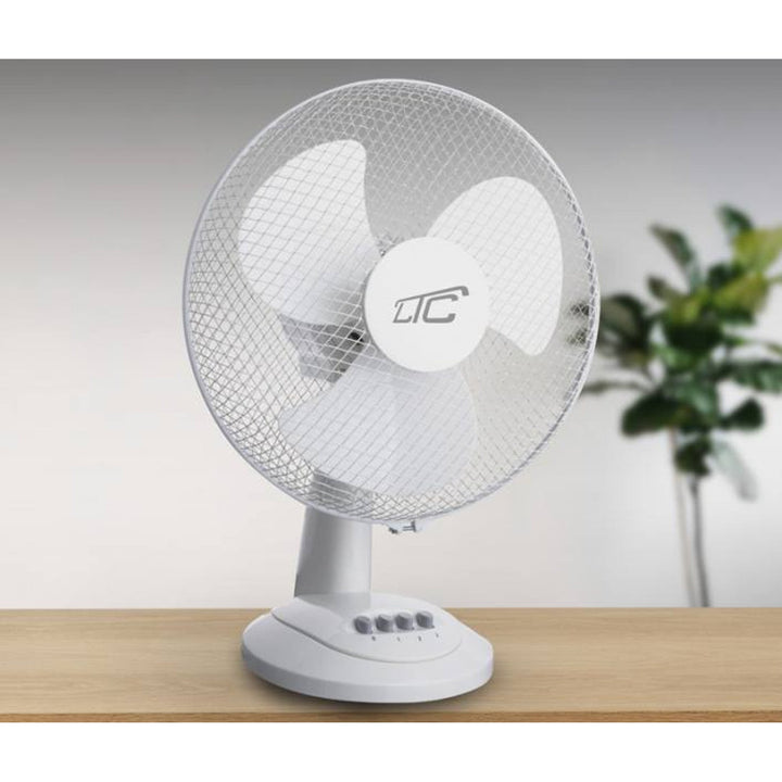 Ventilator de birou LTC, oscilant, cu unghi reglabil, 38W, alb, LXWT20