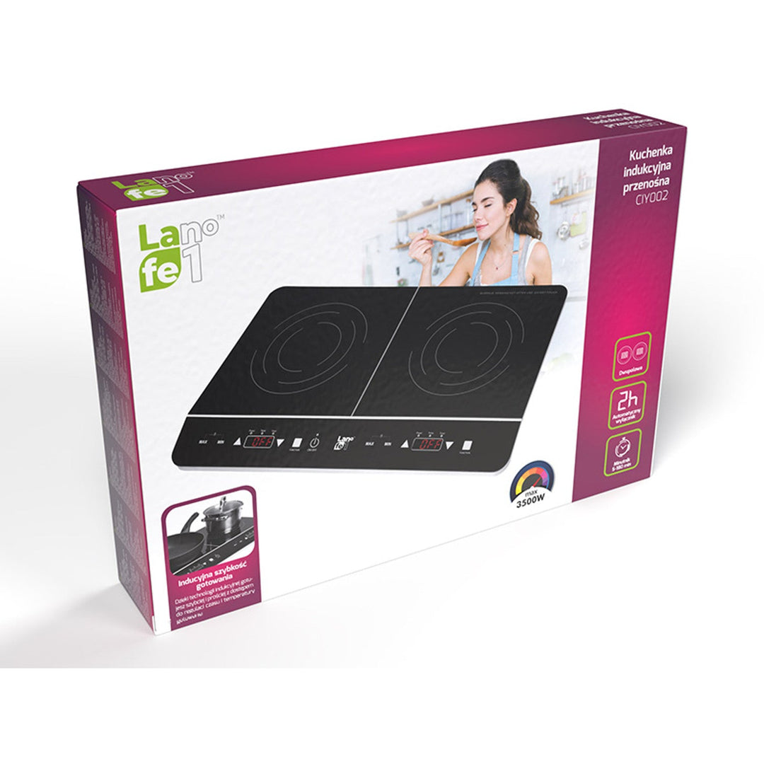 Индукционна печка Lafe, електрическа, преносима, 3500 W, двойна, CIY 002