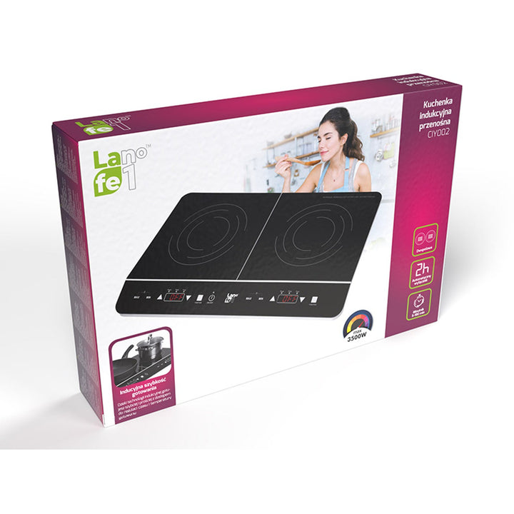 Индукционна печка Lafe, електрическа, преносима, 3500 W, двойна, CIY 002