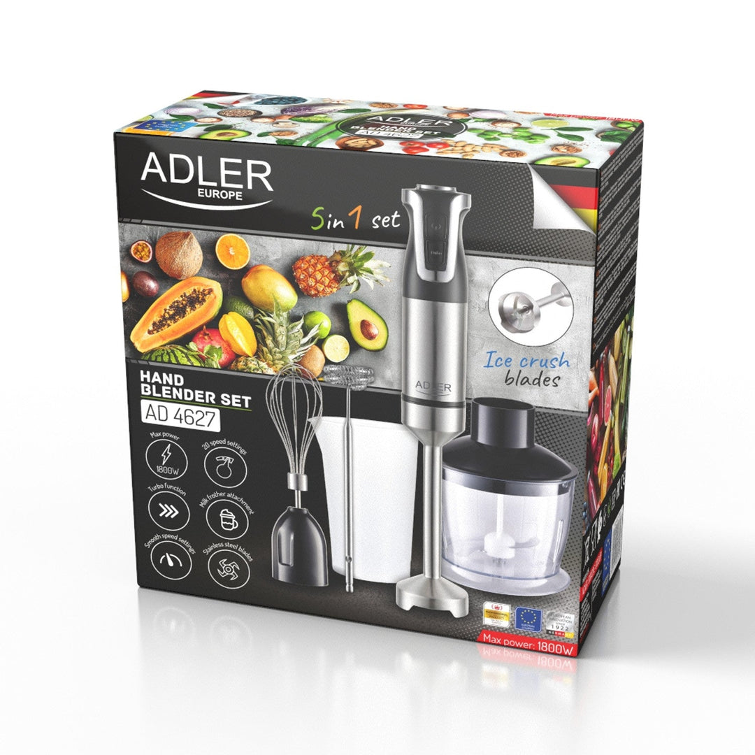 Ръчен блендер Adler, 20 скорости, 1800 W, турбо функция, AD 4627