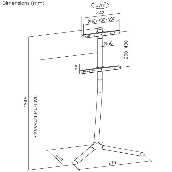 Маклин стенд за телевизор, 32-70", макс. VESA 400x400, макс. 40 кг, MC-494