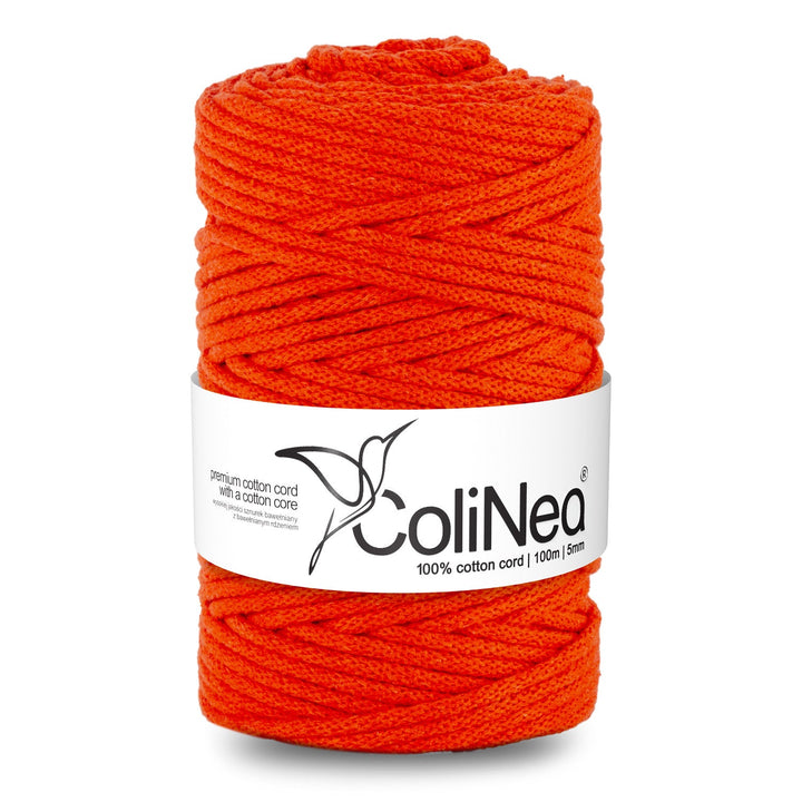ColiNea, памучен шнур с памучна сърцевина, плетен, 5 мм, 100 м, оранжев