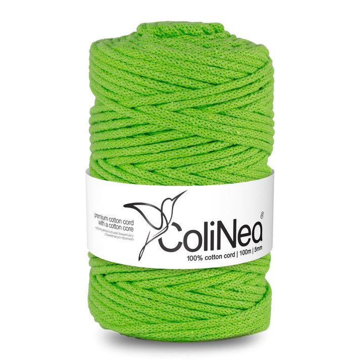 ColiNea, памучен шнур с памучна сърцевина, плетен, 5 мм, 100 м, светлозелен