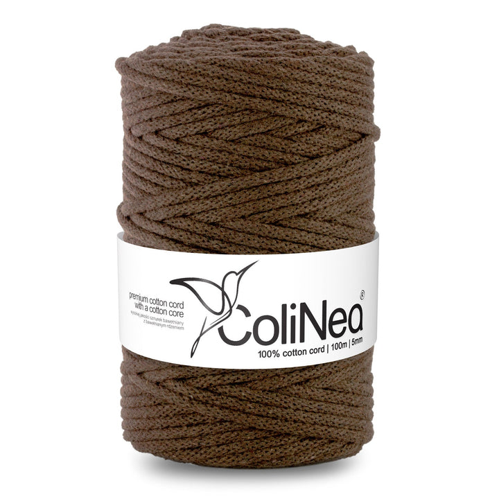 ColiNea, памучен шнур с памучна сърцевина, плетен, 5 мм, 100 м, кафяв