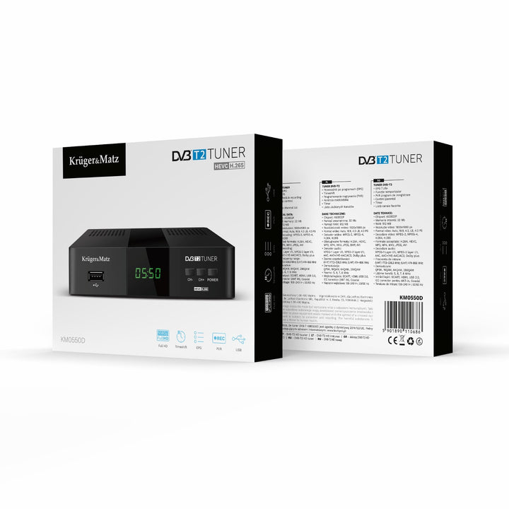 Тюнер-декодер DVB-T2 KM0550D H.265 HEVC EPG PVR Timeshift Kruger&Matz