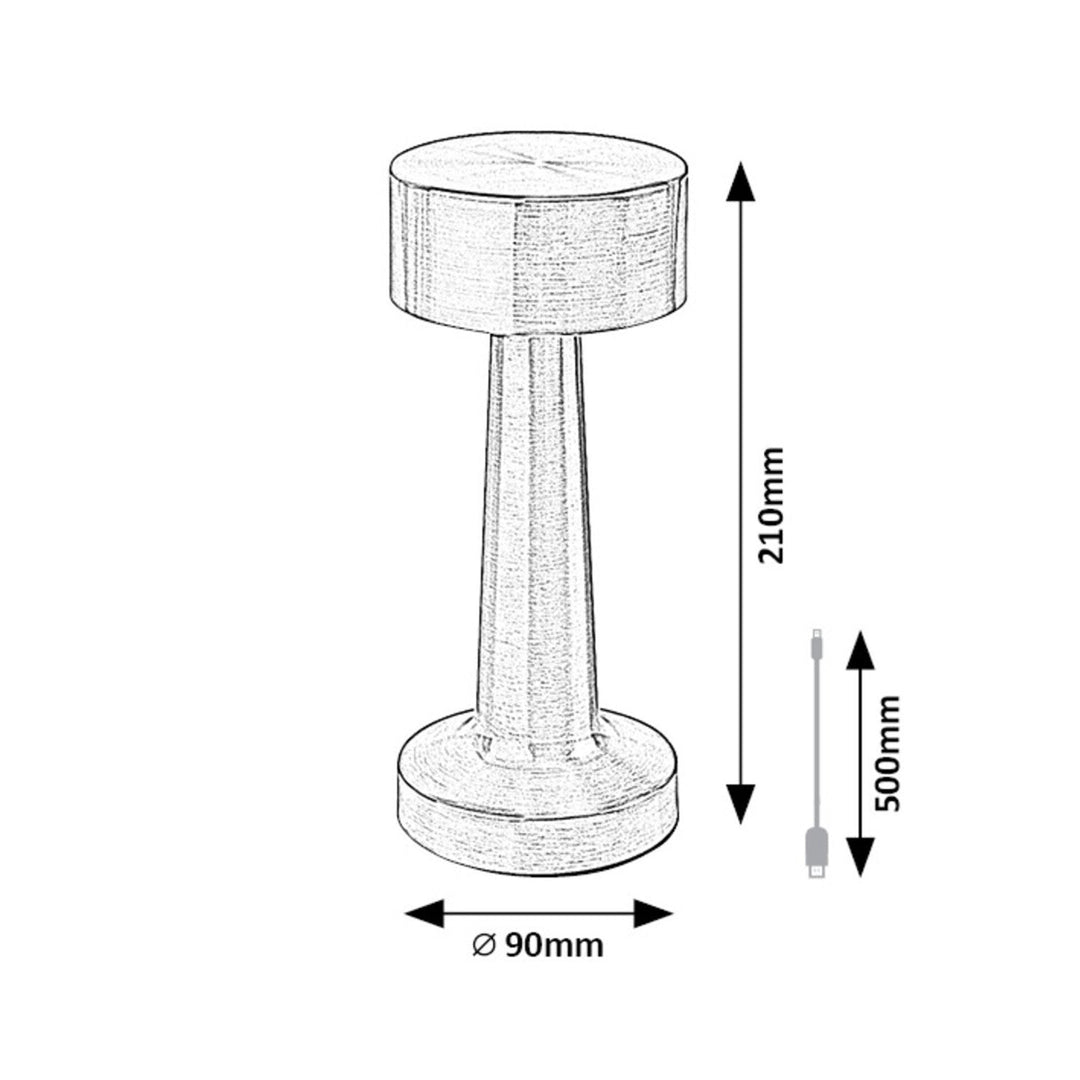 Настолна лампа Rabalux, 2,7 W LED, 40 lm, батерия 1200 mAh, Senan