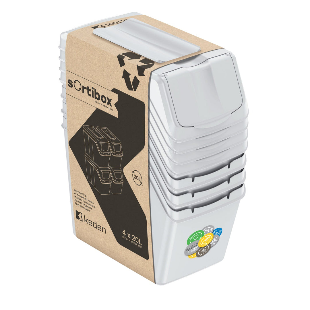Sortibox 4x20L комплект сиви кошчета за сортиране на отпадъци ISWB20S4