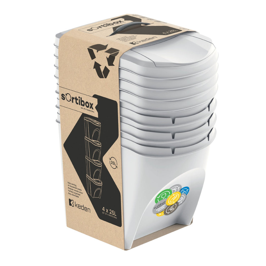 Sortibox 4x25L комплект сиви кошчета за сортиране на отпадъци IKWB25S4