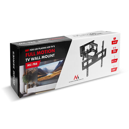Монтажна стойка за телевизор Maclean, макс. VESA 400x400, 32-75", 50 кг, вертикална и хоризонтална настройка на ъгъла, профил 80-380 мм, черна, MC-788