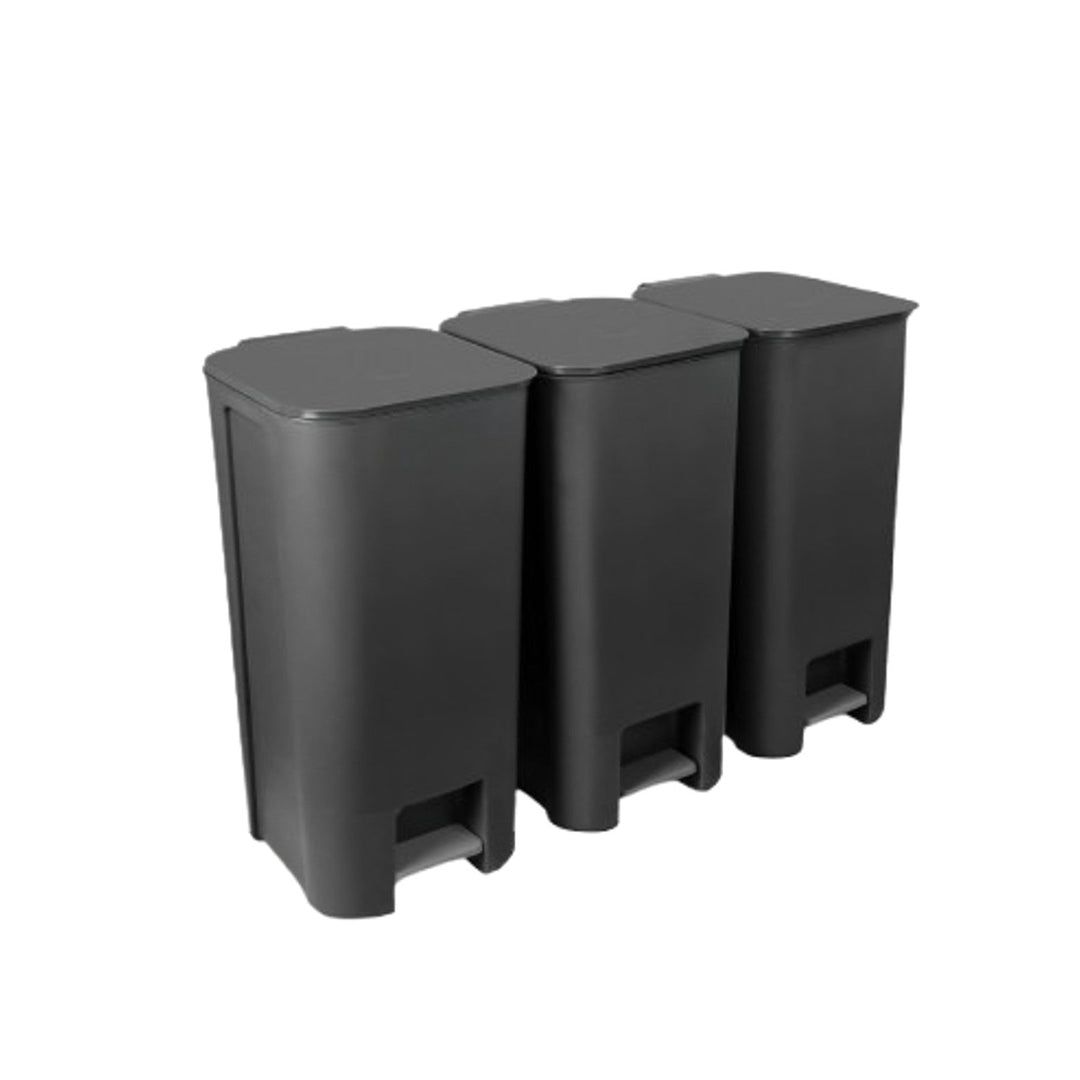 Комплект за сортиране на отпадъци, 3 x 40 L кош с педал, тъмно графитен Practic 10105593