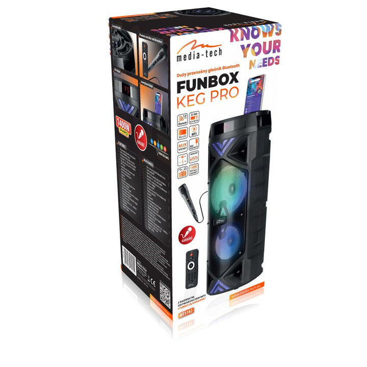 Преносим високоговорител Media-Tech, караоке, Bluetooth 5.0, 1400 W, MT3182