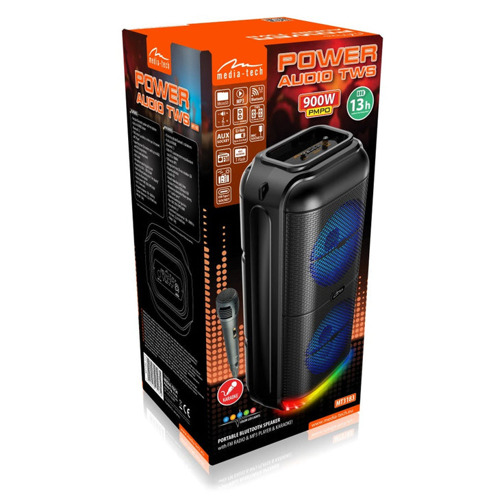 Преносим високоговорител Media-Tech, караоке, Bluetooth 5.3, 900 W, MT3183