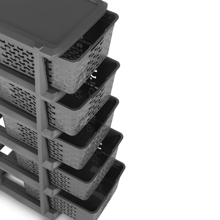 Стойка BranQ, 5 изваждащи се кошници, универсална, тъмно сива, памук 1785