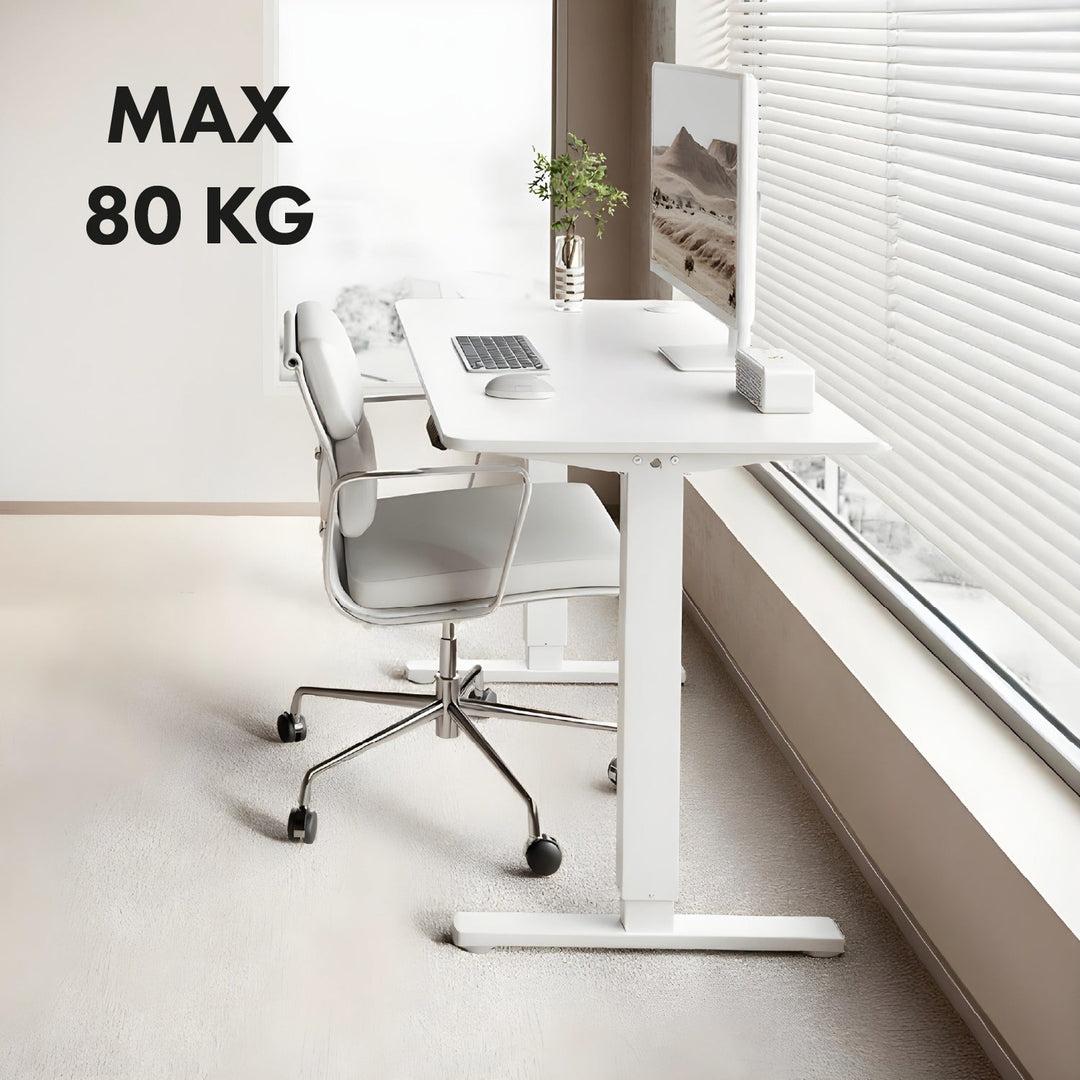 Електрическо бюро с регулируема височина Ergo Office, максимална височина 1160 mm, максимално натоварване 80 kg, без работна повърхност за работа в изправено/седнало положение, бяло, ER-400 W