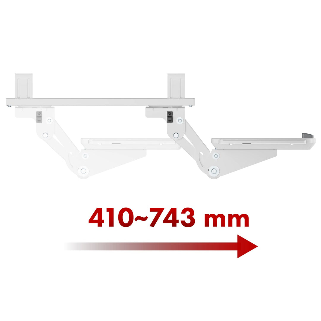 Maclean държач за клавиатура под бюро, регулируем, макс. 5 кг, бял, MC-156 W