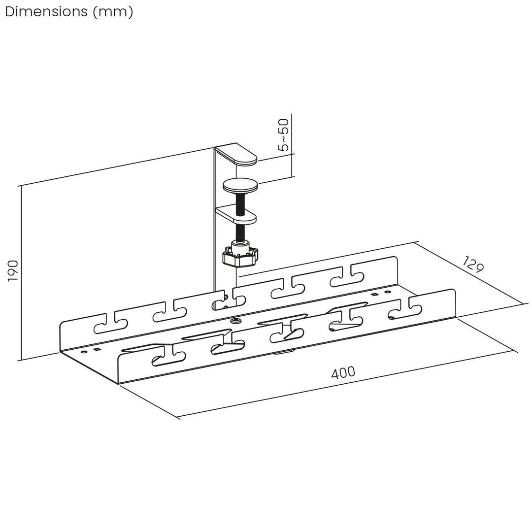 Maclean органайзер за кабели под бюро, максимално натоварване 5 кг, бял, MC-105 W