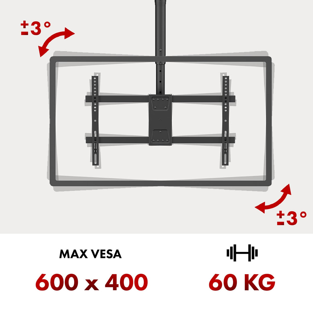 Маклин таванна стойка за телевизор, макс. натоварване 60 кг, 43–86", макс. VESA 600x400, MC-112 B