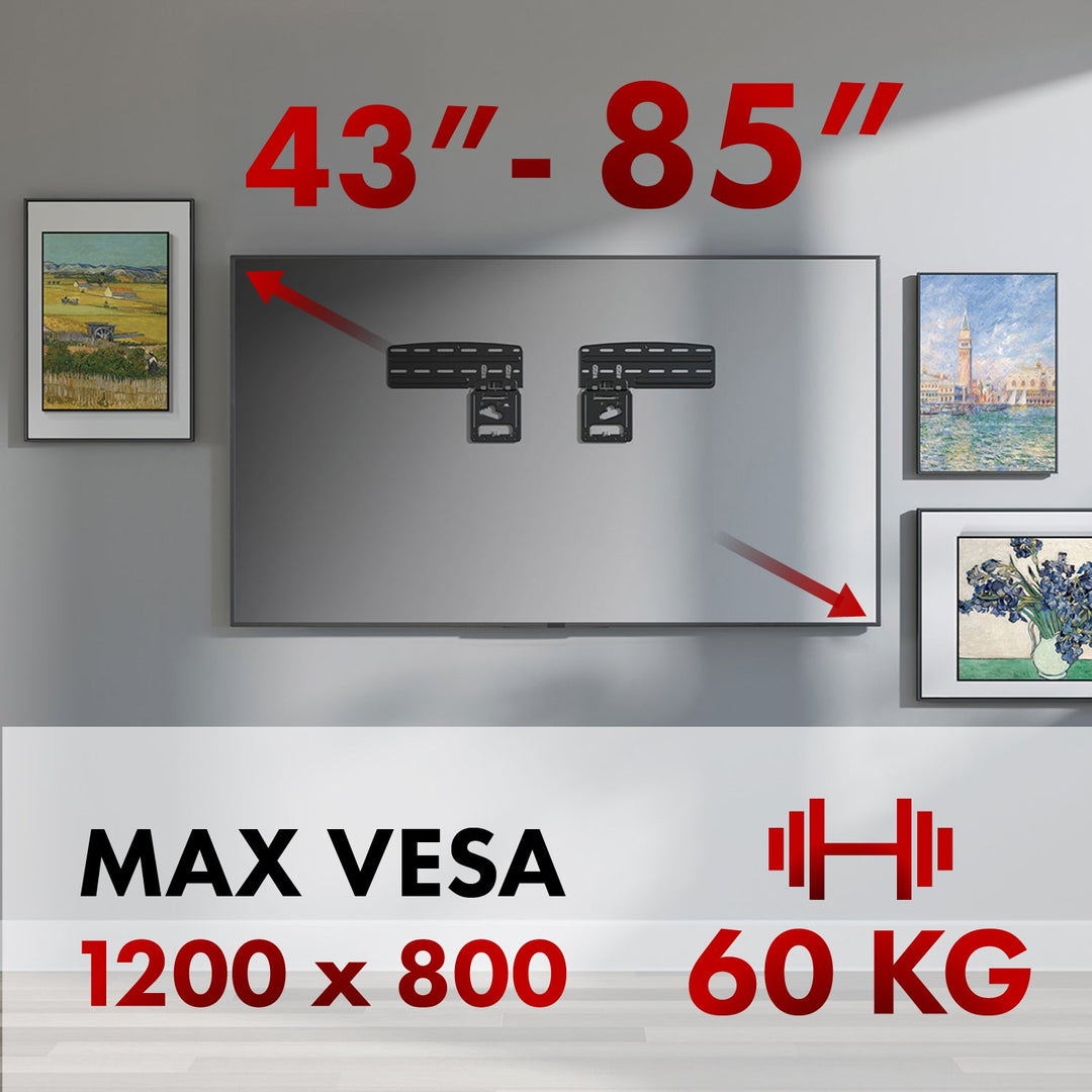Монтажна стойка за телевизор Maclean, съвместима с телевизори Samsung QLED, 43"-85", макс. 60 кг, MC-806 N