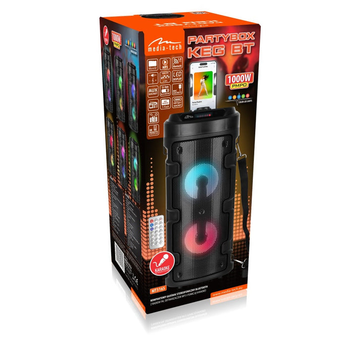 Безжичен високоговорител Media-Tech, Bluetooth, караоке, 1000 W, черен, MT3165