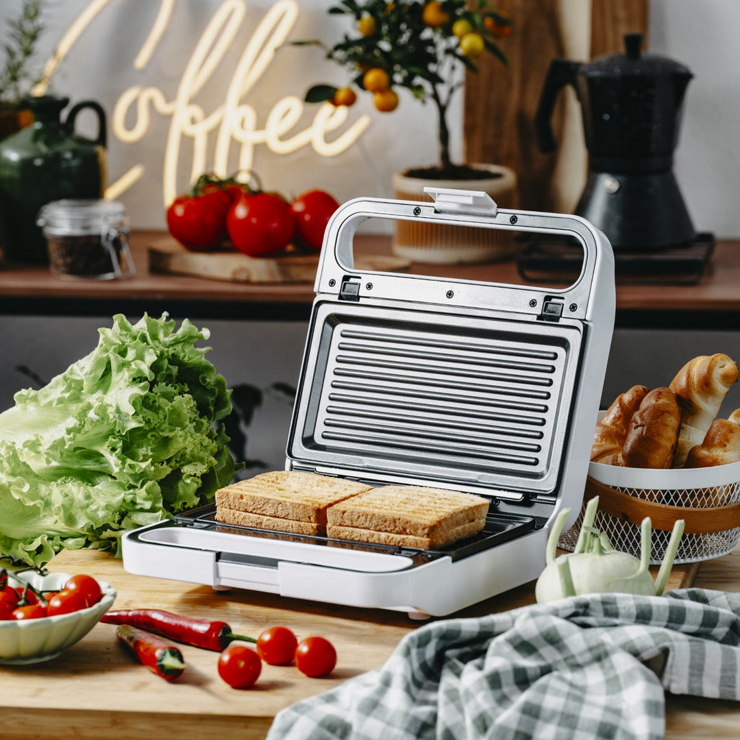 Сандвич тостер Adler, контактен грил, 1100 W, бял, AD 3070