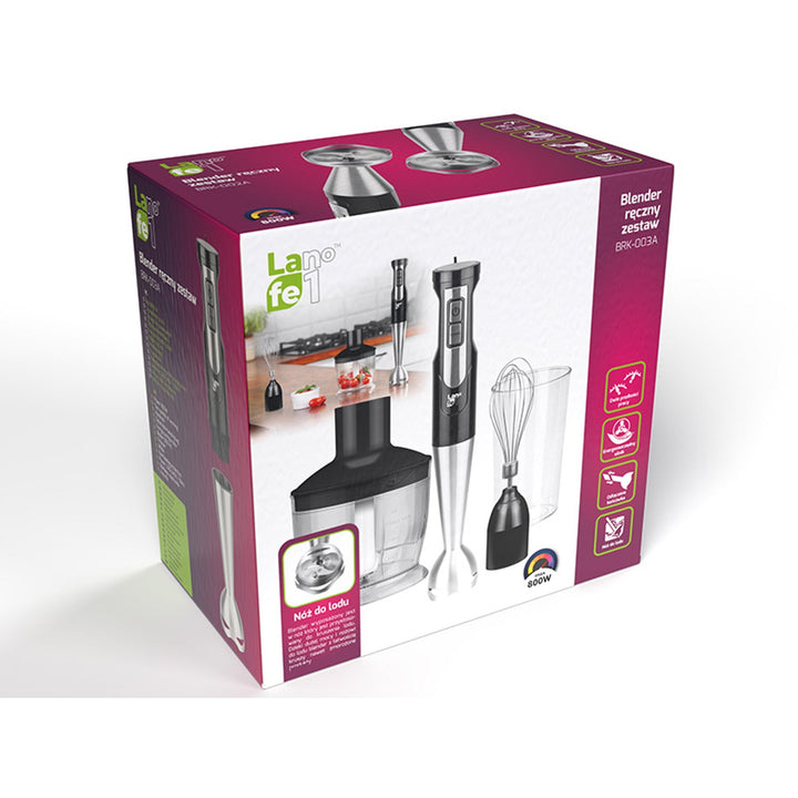 Ръчен блендер Lafe, 800 W, чаша 600 ml, функция Turbo, BRK-003A