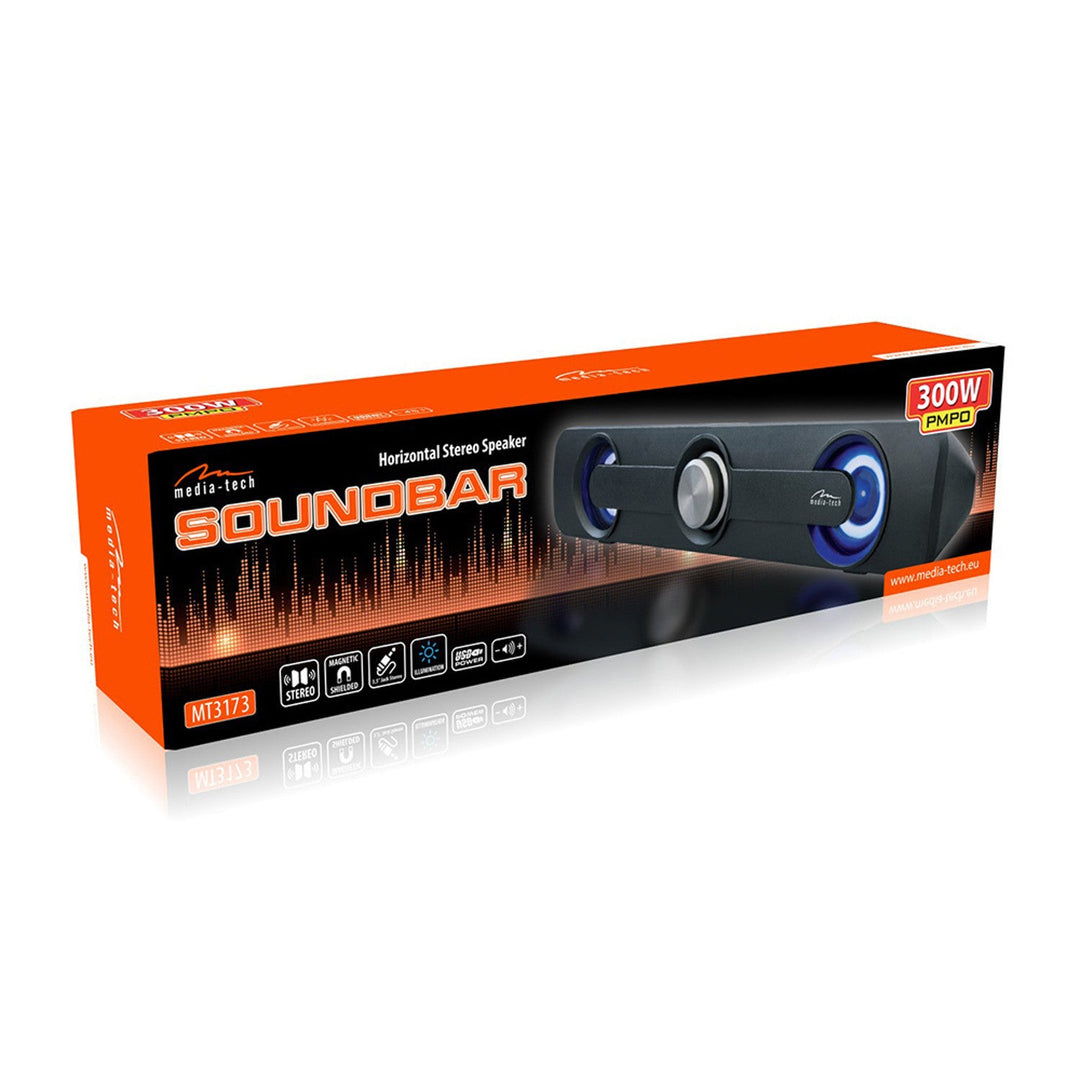 Хоризонтален стерео звуков бар, PMPO 300W, RMS 5W Media-Tech MT3173