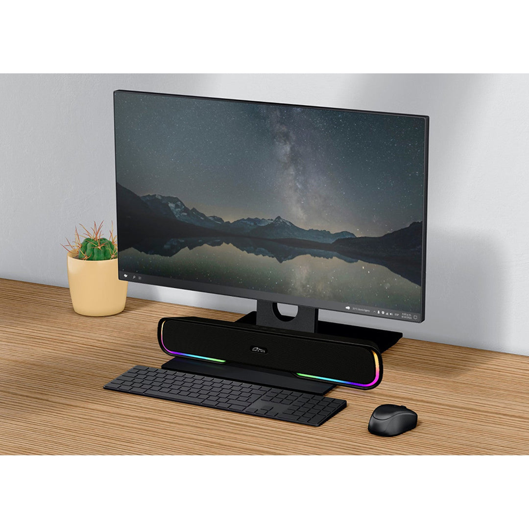 Преносим Bluetooth звуков панел, многоцветна RGB подсветка, RMS 10W, PMPO 450W, FM радио, MP3. AUX, вградена батерия, Media-Tech PHANTOM BT