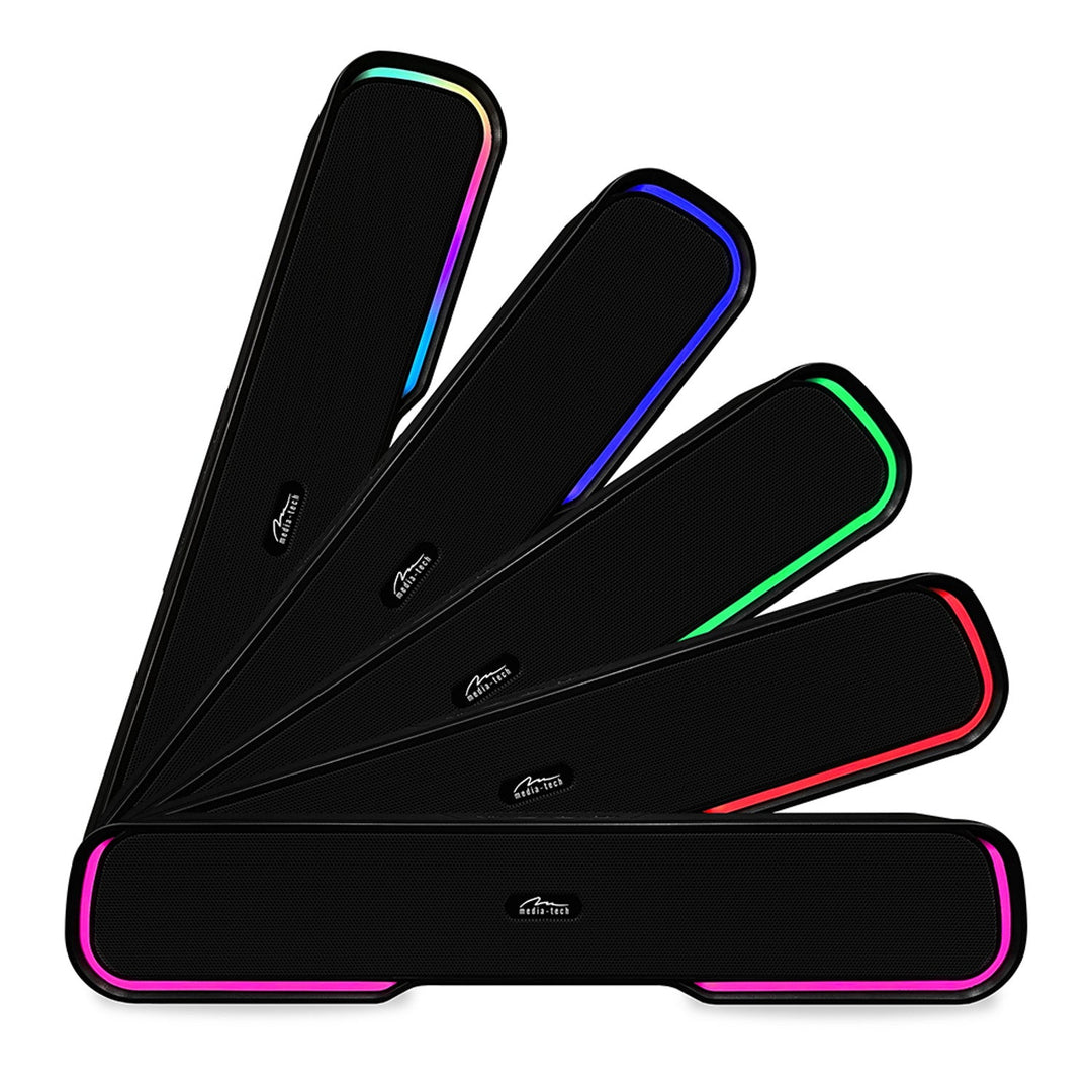 Преносим Bluetooth звуков панел, многоцветна RGB подсветка, RMS 10W, PMPO 450W, FM радио, MP3. AUX, вградена батерия, Media-Tech PHANTOM BT