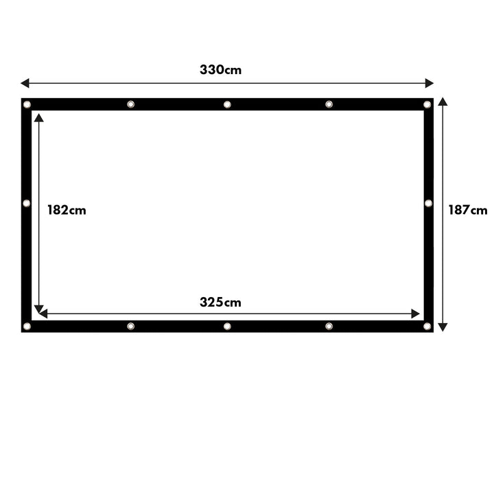 Проекционен екран Maclean, 150", 330x187cm, 25mm 16:9 рамка, куки за натягане, MC-167