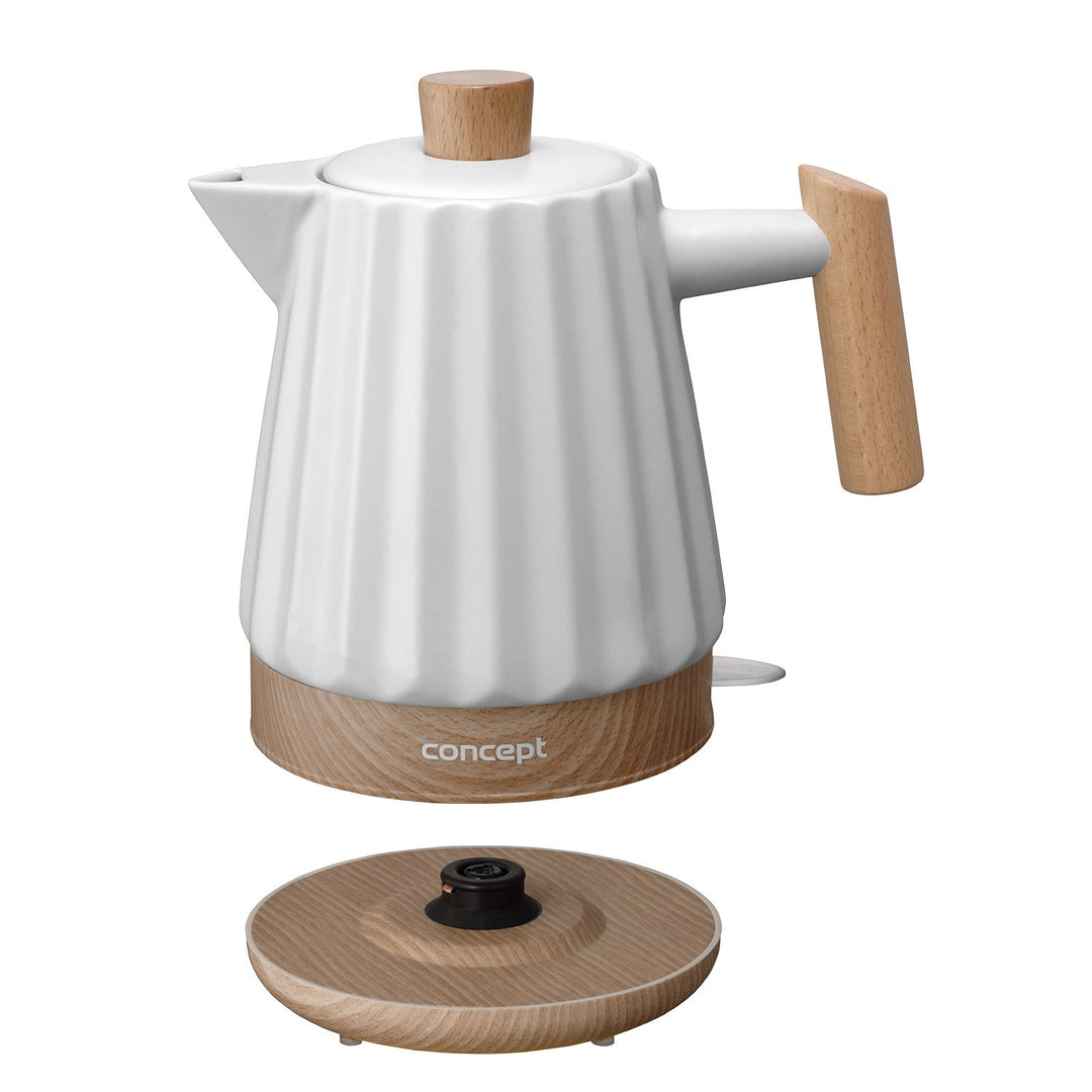 Концептуална електрическа кана, керамична, 1500 W, 1,5 л, бяла, RK0090