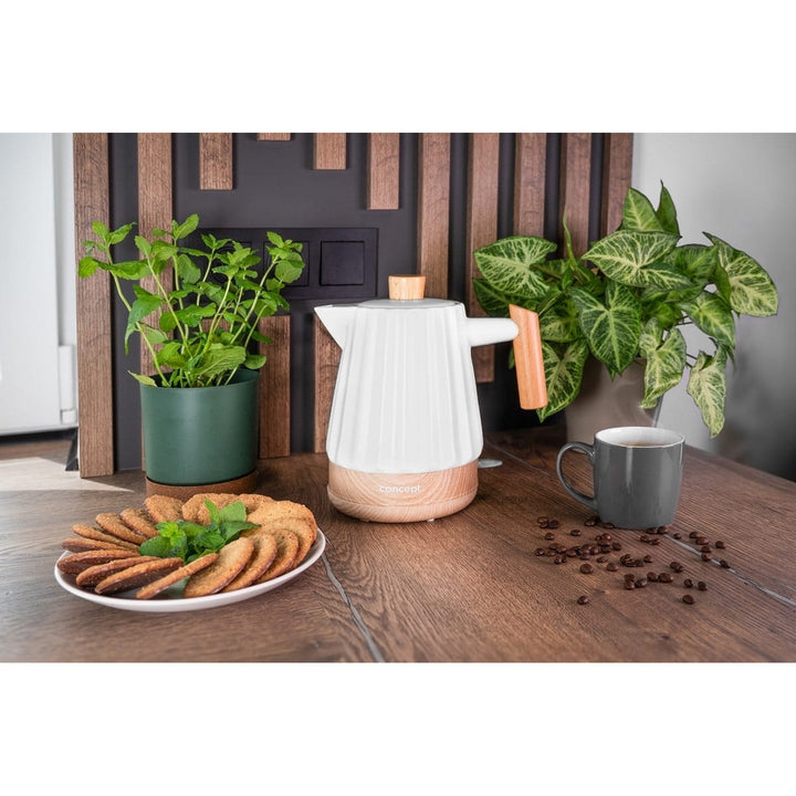 Концептуална електрическа кана, керамична, 1500 W, 1,5 л, бяла, RK0090