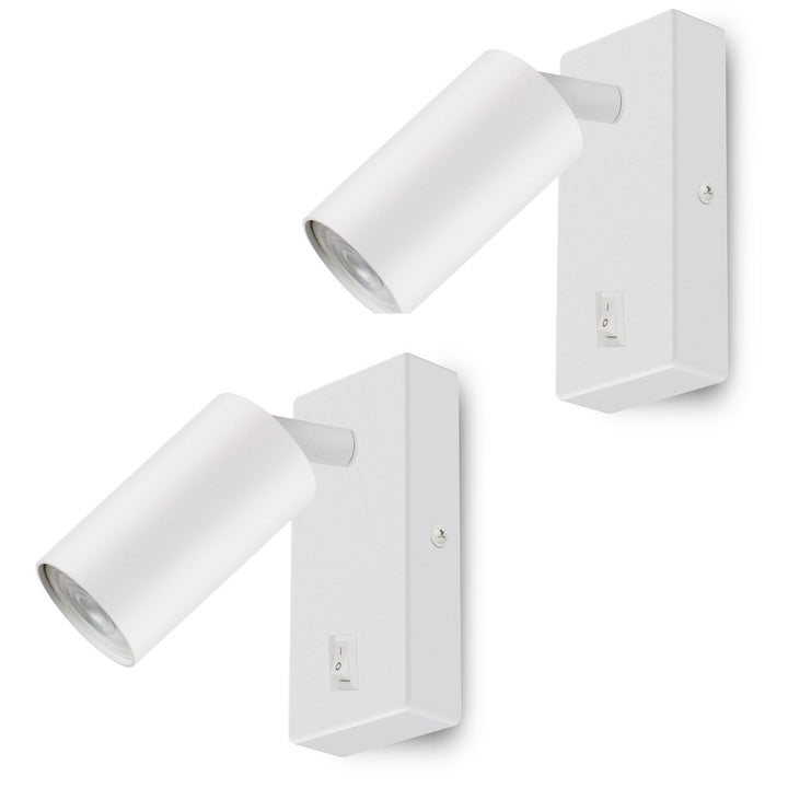 Aplică / lampă de perete Maclean, spot, rotund, GU10, cu întrerupător 55x90mm, alb, MCE369 W 2pcs+ Bec LED GU10 7W Maclean Energy MCE437 WW alb cald 3000K, 220-240V~, 50/60Hz, 2pcs
